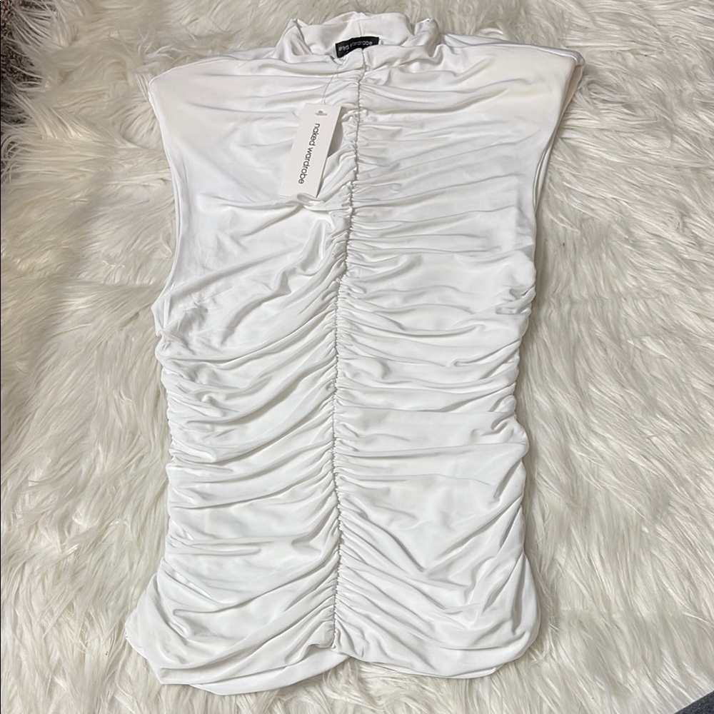 NWT Naked Wardrobe Ruched Hour Glass Sleeveless Top S